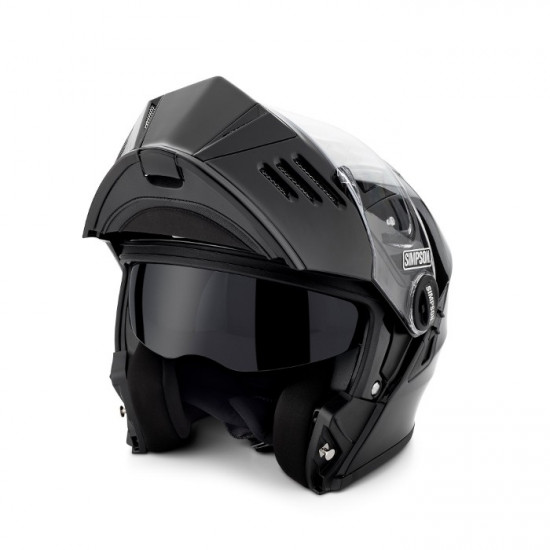 Simpson Darksome Gloss Black Modular Helmet Flip Front Motorcycle Helmets - SKU S3UEP062SOLBLK02