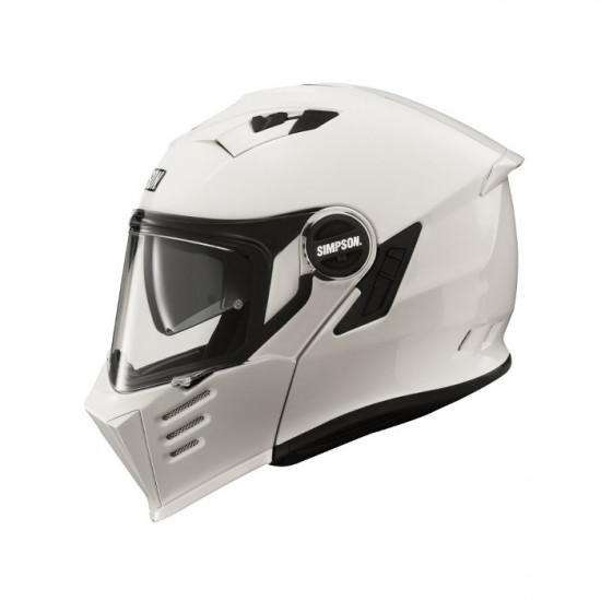 Simpson Darksome Gloss White Modular Helmet Flip Front Motorcycle Helmets - SKU S3UEP062SOLWHT02