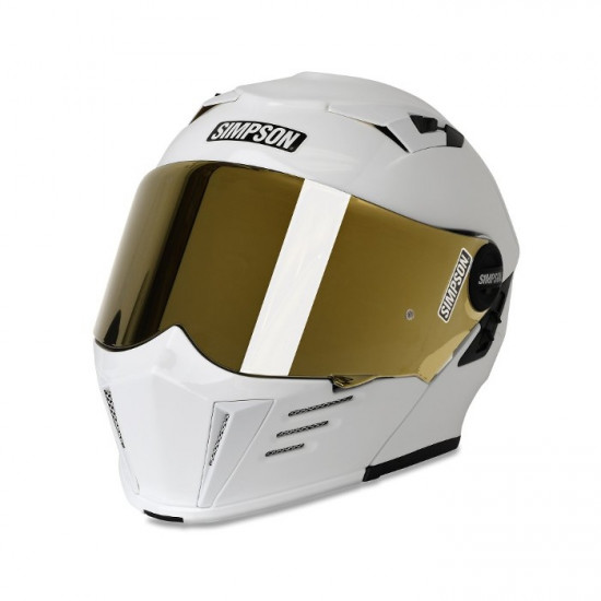 Simpson Darksome Gloss White Modular Helmet Flip Front Motorcycle Helmets - SKU S3UEP062SOLWHT02