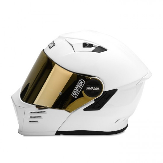 Simpson Darksome Gloss White Modular Helmet £399.99 Flip Front Motorcycle Helmets - SKU S3UEP062SOLWHT02 from RaceLeathers Motorcycle Clothing