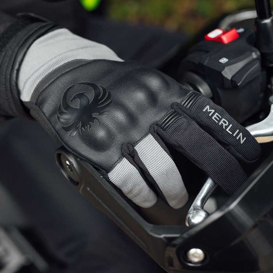 Merlin Berea Trail D3O Grey Leather Textile Glove Mens Motorcycle Gloves - SKU MLG047/GRY/2XL