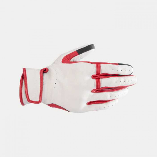 Alpinestars Dyno Leather Gloves Ecru Ruby Red Mens Motorcycle Gloves - SKU 35096248005XXL