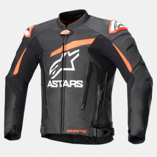 Alpinestars GP Plus V4 Leather Jacket Black Red Fluo White