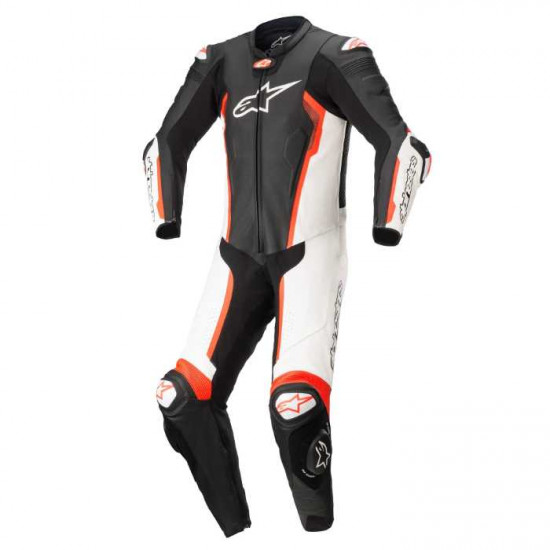 Alpinestars Missile V2 Leather Suit 1 Pc B W Red Fluo Leather Suits - SKU 3150122123146