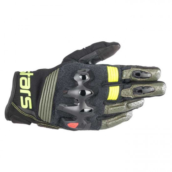 Alpinestars Halo Leather Gloves Forest Black Yellow Fluo