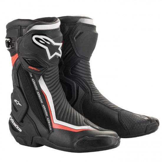 Alpinestars SMX Plus V2 Boots Black White Red Fluo Mens Motorcycle Touring Boots - SKU 2221019123141