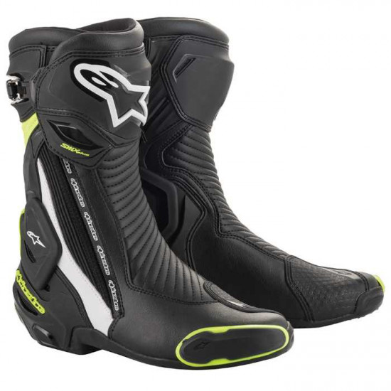 Alpinestars SMX Plus V2 Boots Black White Yellow Fluo Mens Motorcycle Touring Boots - SKU 222101912540