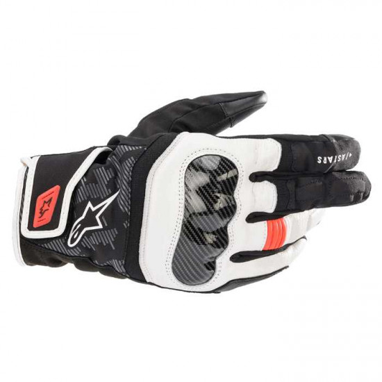 Alpinestars SMX Z Drystar Gloves Black White Red Fluo Mens Motorcycle Gloves - SKU 35274211231XXL