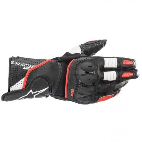 Alpinestars SP-2 V3 Gloves Black White Bright Red Mens Motorcycle Gloves - SKU 35582211304XXL