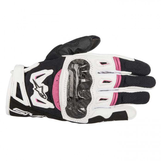 Alpinestars Stella Ladies SMX 2 Air Carbon V2 Glove Black White Fuchsia Ladies Motorcycle Gloves - SKU 35177171239L