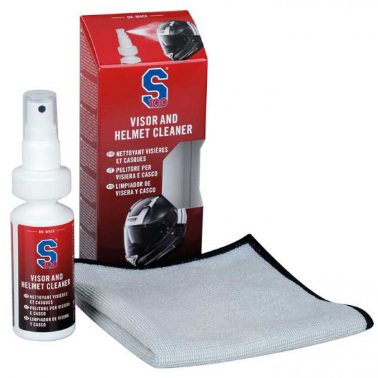 S100 Visor & Helmet Cleaner 100ml Inc Microfibre Towel