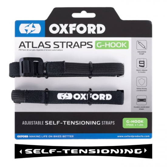 Oxford Atlas G-Hook 17mm x 1.2m Black Straps(Pair)