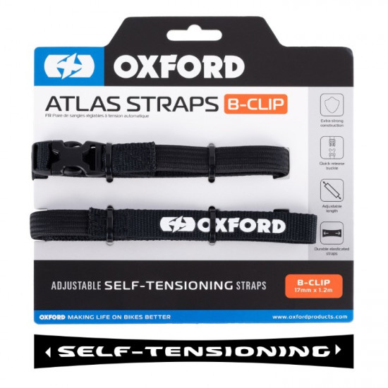 Oxford Atlas B-Clip 17mm x 1.2m Black Straps(Pair)