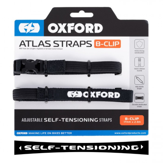 Oxford Atlas B-Clip 17mm x 2.0m Black Straps(Pair)