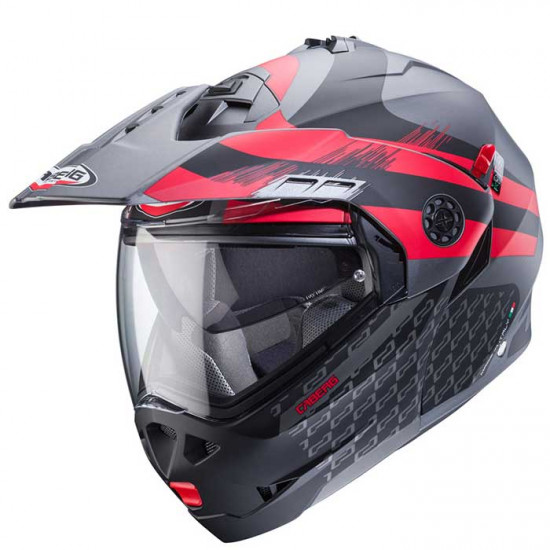 Caberg Tourmax X Sarabe Matt Gun/Black/Red Flip Front Motorcycle Helmets - SKU 0825192