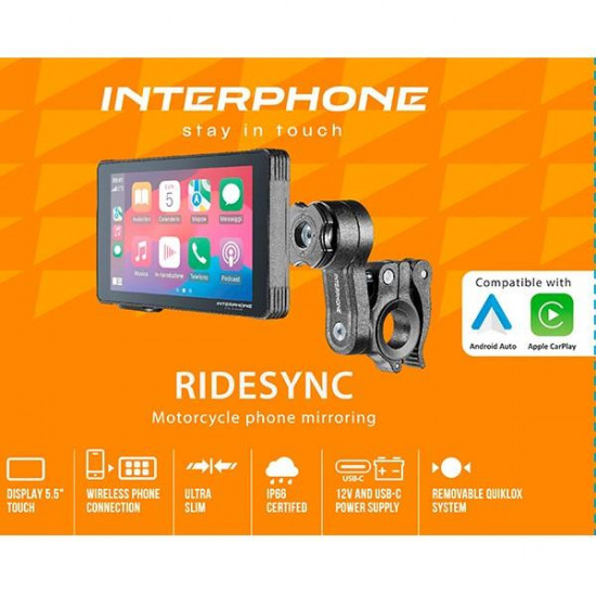 Interphone RideSync Android Auto/Carplay For Motorbikes
