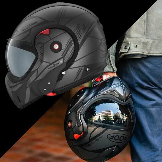 Roof RO9 Boxxer 2 Kendo Matt Black Steel £389.00 Flip Front Motorcycle Helmets - SKU HRO60202154 from RaceLeathers Motorcycle Clothing