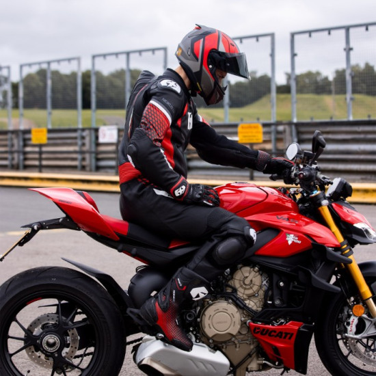 Oxford Nexus 1.0 Leather Mens Suit Black Red £499.99 Leather Suits - SKU LM2232042XL from RaceLeathers Motorcycle Clothing