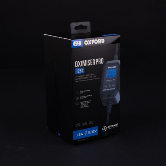 Oxford Oxmiser Pro 1250 Motorcycle Battery Charger AGM LiFePO4 Lithium UK Plug £79.99 Battery Chargers - SKU EL202 from RaceLeathers Motorcycle Clothing