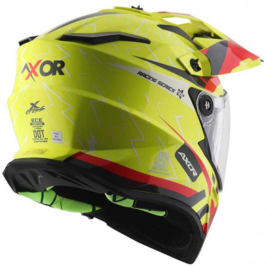 Axor X-Cross Flash Neon Yellow Red £139.99 Full Face Helmets - SKU AXR019S from RaceLeathers Motorcycle Clothing