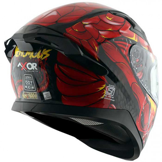 Axor Apex Venomous Black Red £124.99 Full Face Helmets - SKU AXR021S from RaceLeathers Motorcycle Clothing