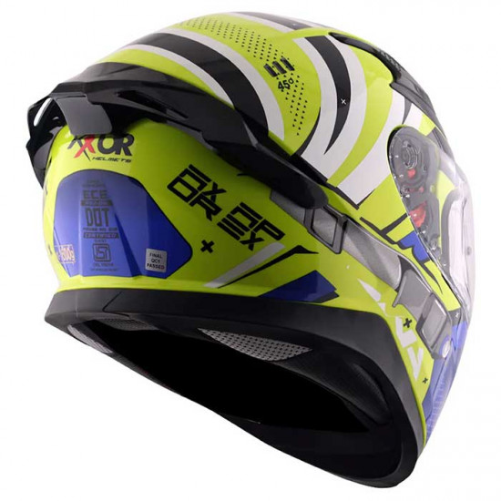 Axor Apex Hex 2 Neon Yellow Blue £124.99 Full Face Helmets - SKU AXR026S from RaceLeathers Motorcycle Clothing