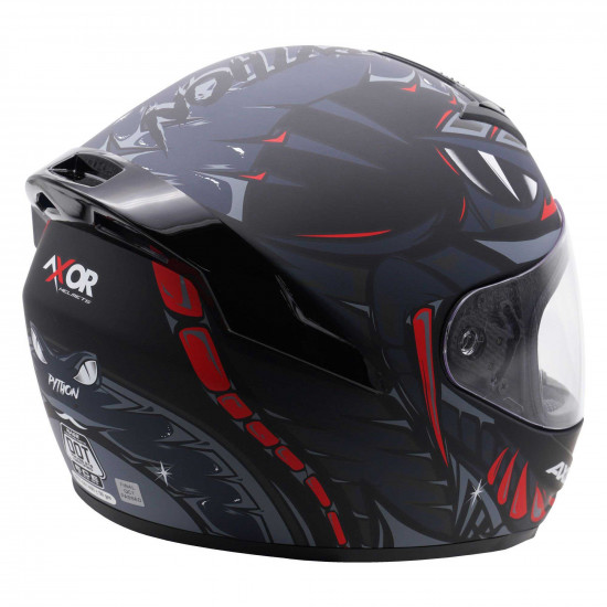 Axor Rage Python Matt Black Grey Red £69.99 Full Face Helmets - SKU AXR039S from RaceLeathers Motorcycle Clothing