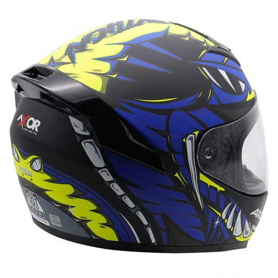Axor Rage Matt Python Blue Yellow Black £69.99 Full Face Helmets - SKU AXR040S from RaceLeathers Motorcycle Clothing