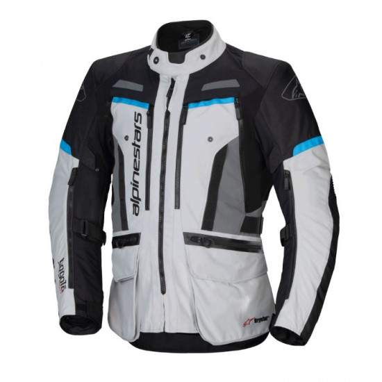 Alpinestars Bogota Pro Drystar Jacket Ice Grey Black Cyan £370.49 Mens Motorcycle Jackets - SKU 320702391362XL from RaceLeathers Motorcycle Clothing