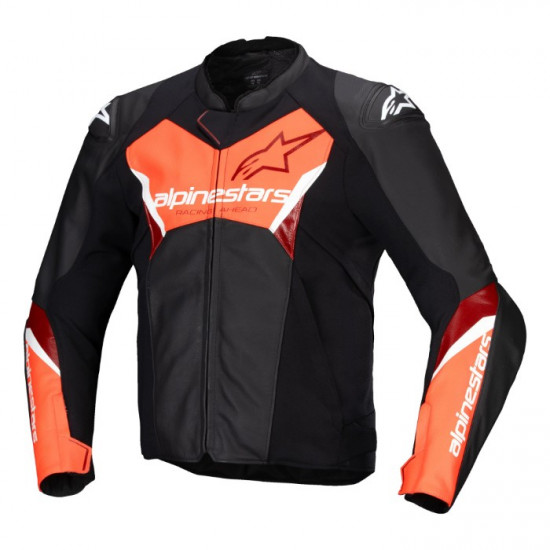 Alpinestars Faster V3 Leather Jacket Black Red Fluo £379.99 Mens Motorcycle Jackets - SKU 3103525103050 from RaceLeathers Motorcycle Clothing