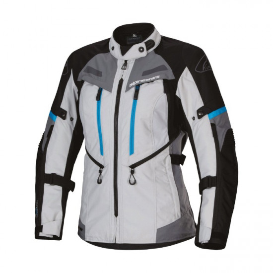 Alpinestars Stella Bogota Pro Drystar Jacket Ice Grey Black Cyan £370.49 Ladies Motorcycle Jackets - SKU 321702391362XL from RaceLeathers Motorcycle Clothing