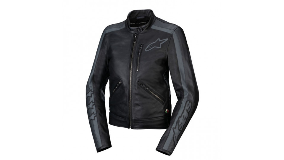 Alpinestars Stella Dyno Leather Jacket Black Tar Grey