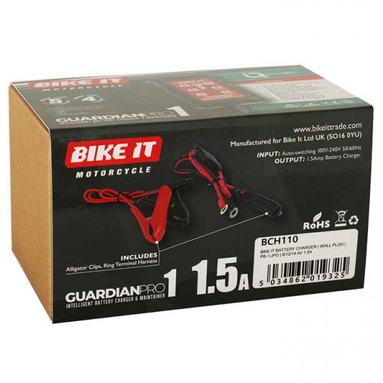 Bike It Guardian Pro 1 Battery Charger & Maintainer £49.99 Battery Chargers - SKU BCH110 from RaceLeathers Motorcycle Clothing