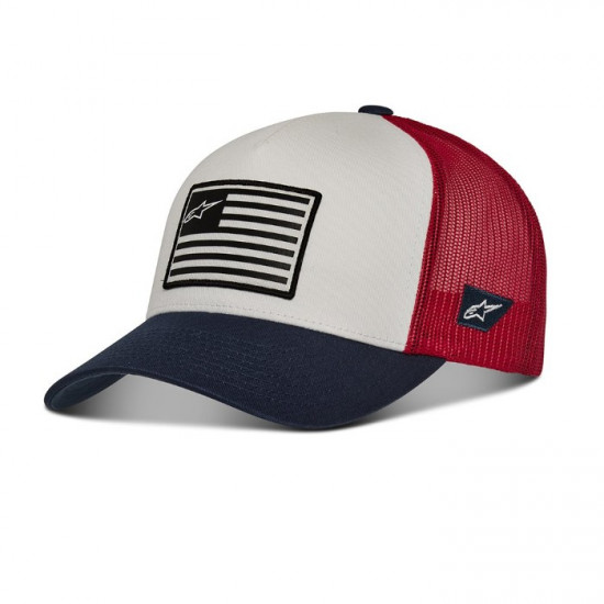 Alpinestars Flag Snapback Hat White Navy Red £31.99 Casual Wear - SKU 1211810132074 from RaceLeathers Motorcycle Clothing