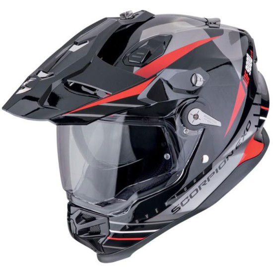 Scorpion ADF-9000 Feat Black Silver Red £329.95 Full Face Helmets - SKU 7501844721631XS from RaceLeathers Motorcycle Clothing