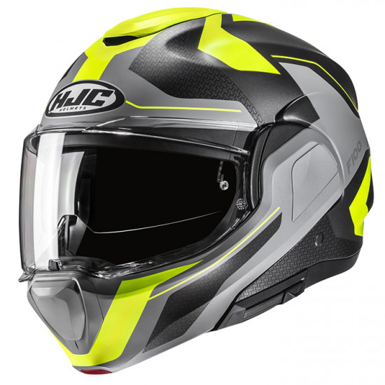 HJC F100 Bios MC3HSF Yellow £339.99 Flip Front Motorcycle Helmets - SKU F100BY2XL from RaceLeathers Motorcycle Clothing