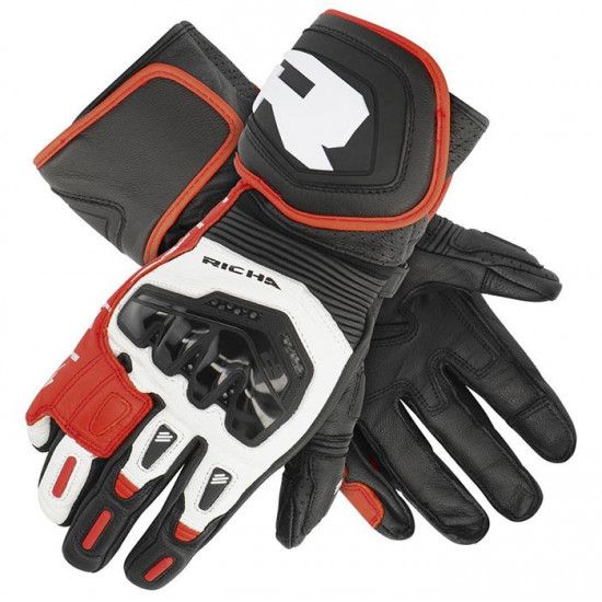 Richa Stradale Gloves Black White Red £99.99 Mens Motorcycle Gloves - SKU 081/STRAG/BR/02 from RaceLeathers Motorcycle Clothing