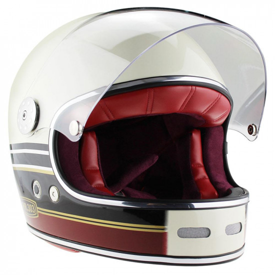 Viper F656 Vintage Stripes Cream/Burgundy £149.95 Full Face Helmets - SKU A311StripesCreamBurgundyL from RaceLeathers Motorcycle Clothing