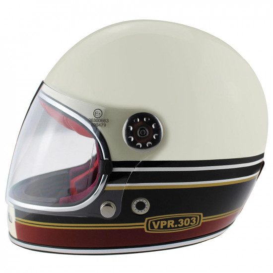 Viper F656 Vintage Stripes Cream/Burgundy £149.95 Full Face Helmets - SKU A311StripesCreamBurgundyL from RaceLeathers Motorcycle Clothing