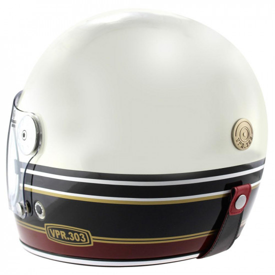 Viper F656 Vintage Stripes Cream/Burgundy £149.95 Full Face Helmets - SKU A311StripesCreamBurgundyL from RaceLeathers Motorcycle Clothing