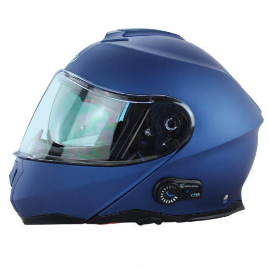 Viper RSV191 BL+ 3.0 Matt Midnight Blue Bluetooth £209.95 Flip Front Motorcycle Helmets - SKU A270MattMidnightBlueXS from RaceLeathers Motorcycle Clothing