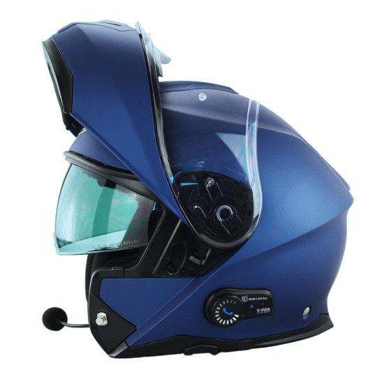Viper RSV191 BL+ 3.0 Matt Midnight Blue Bluetooth £209.95 Flip Front Motorcycle Helmets - SKU A270MattMidnightBlueXS from RaceLeathers Motorcycle Clothing