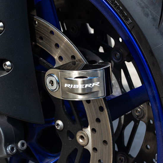 RiderR RT6 Alarm Disc Lock Silver £44.99 Security - SKU 950/RR304 from RaceLeathers Motorcycle Clothing