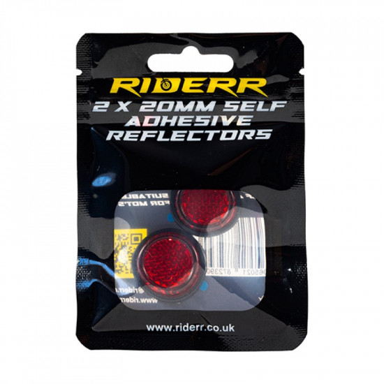 RiderR 2 X 20Mm Self Adhesive Reflectors Red £3.99 Road Bike Accessories - SKU 950/RR513 from RaceLeathers Motorcycle Clothing
