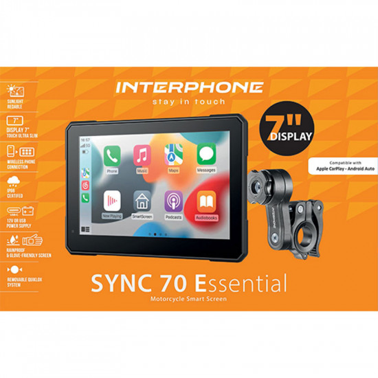 Interphone Sync 70 Essential Smart Display Motorcycle GPS £259.99 Sat Nav Systems - SKU 010/INTSYNC70E from RaceLeathers Motorcycle Clothing