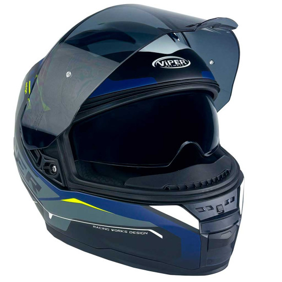 Viper VRP.303 RSV255 Reactor Matt Black Blue £119.95 Full Face Helmets - SKU A351BlackBlueXS from RaceLeathers Motorcycle Clothing