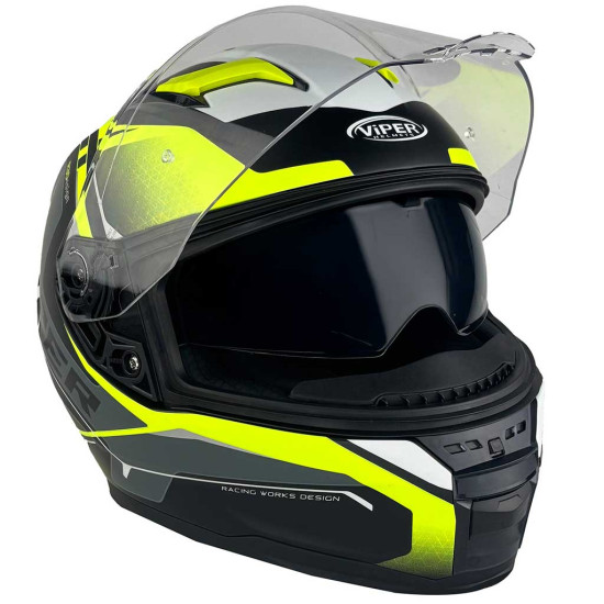Viper VRP.303 RSV255 Reactor Matt Black Fluo £119.95 Full Face Helmets - SKU A351BlackFluoXS from RaceLeathers Motorcycle Clothing