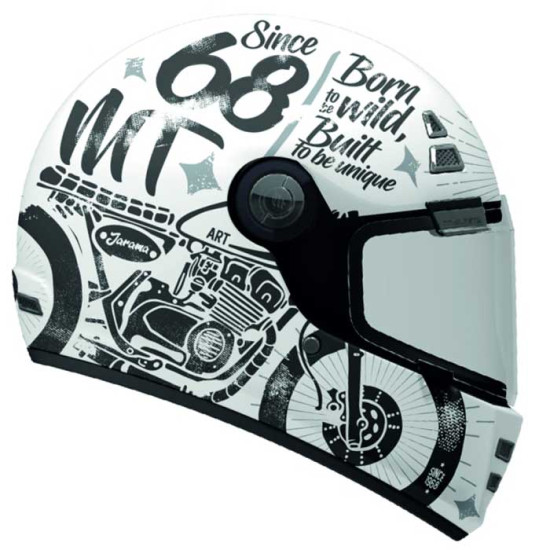 MT Jarama SV Art A2 Gloss White Black £149.99 Full Face Helmets - SKU M1320B90A213 from RaceLeathers Motorcycle Clothing