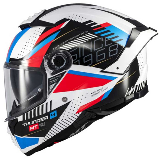 MT Thunder 4 Lumin A7 Gloss White Blue Red £149.99 Full Face Helmets - SKU M1308C380713 from RaceLeathers Motorcycle Clothing