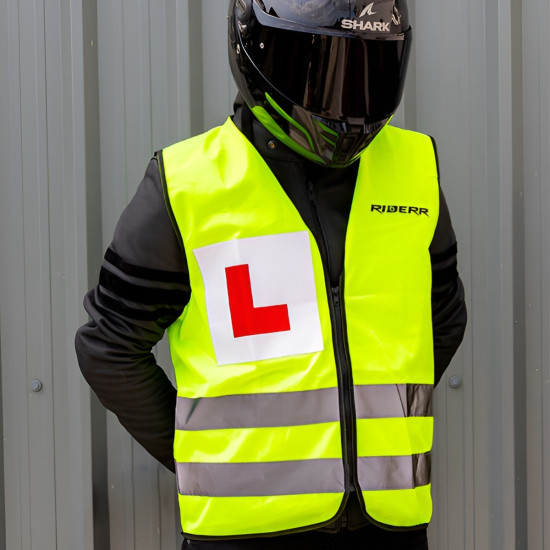 RiderR Hi Vis L Plate Vest £14.99 Rider Accessories - SKU 950/RR1000 from RaceLeathers Motorcycle Clothing